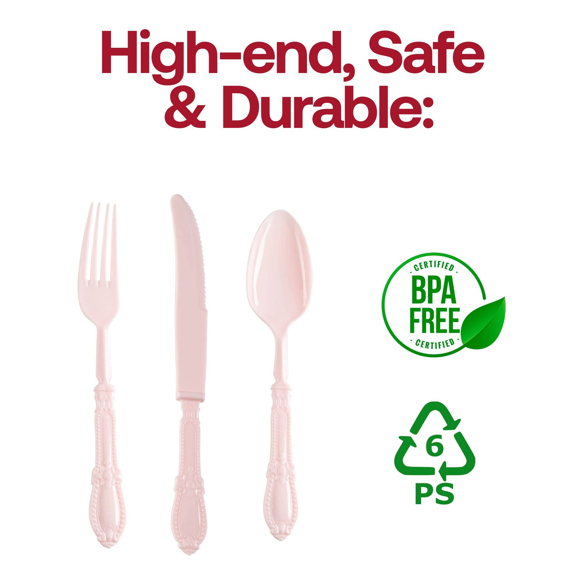 Smarty had a Party - Wholesale Assorted Cutlery Set - Pink Baroque Disposable Plastic Cutlery Set - 20 Guests3