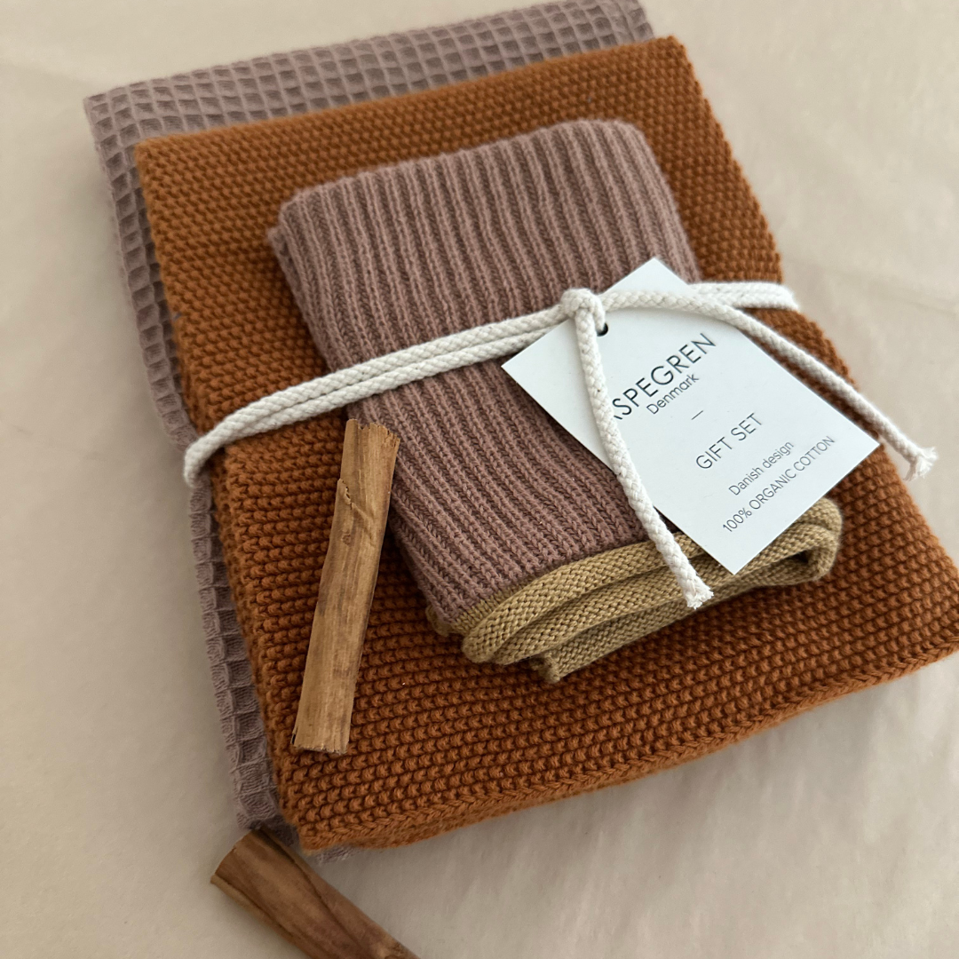 Aspegren Denmark - Wholesale Dishcloth - Gift set - 100% Organic cotton - Set of 3 - Cinnamon 4