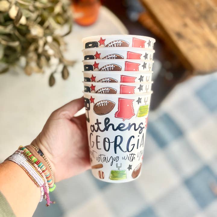 Happy By Rachel, LLC - Wholesale Drinking Glass/Cup - Athens Multi-Sport Reusable Cups, tailgating, gameday gifts 0