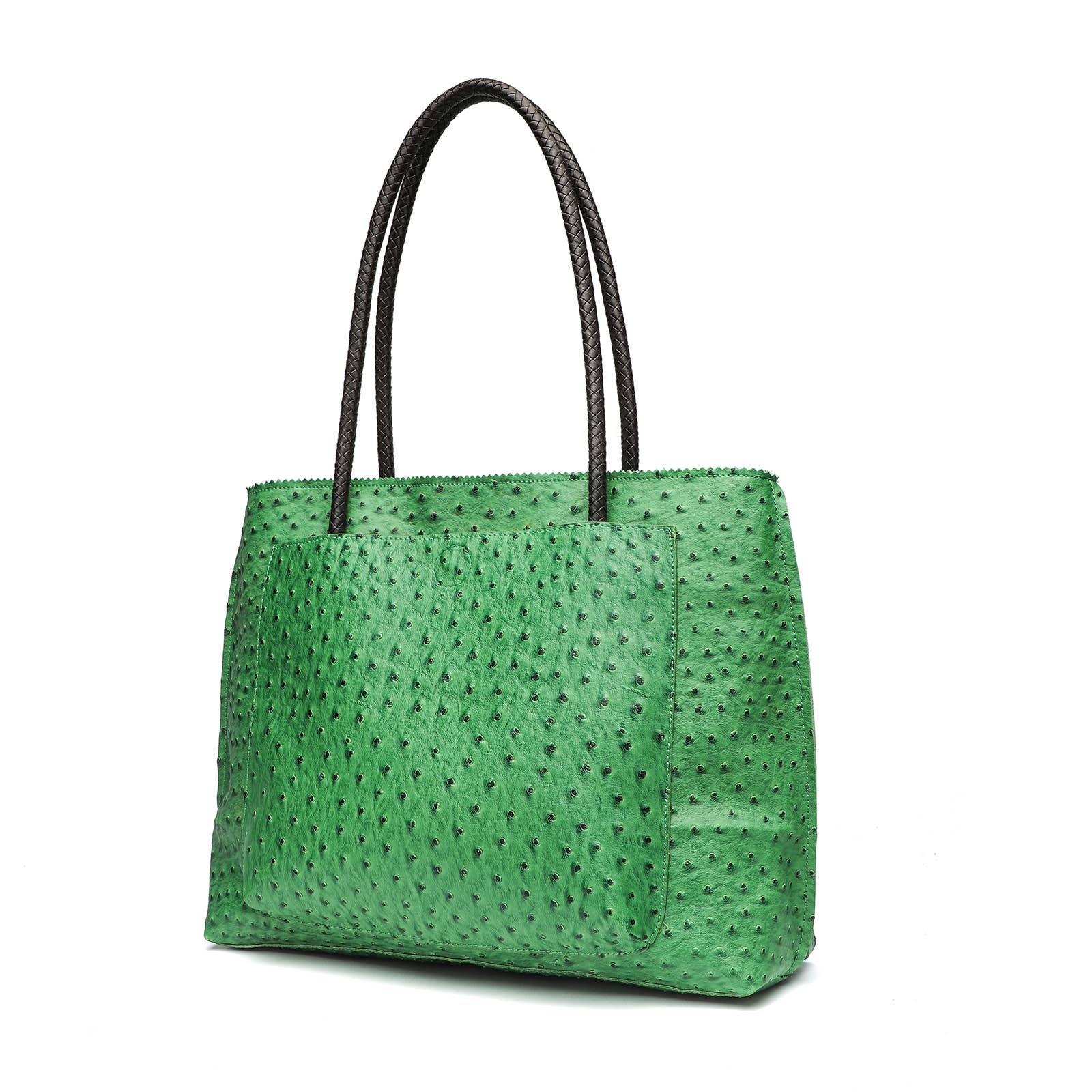 22 Tote - Wholesale Tote Bag - Women's - Deluxe Ostrich Tote Bag with Braided Handles & Multi-Pockets22