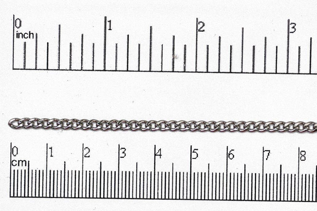 2.5mm x 4.5mm Curb Stainless Steel Curb Chain sold by the Foot - CH 126SS for wholesale on Faire