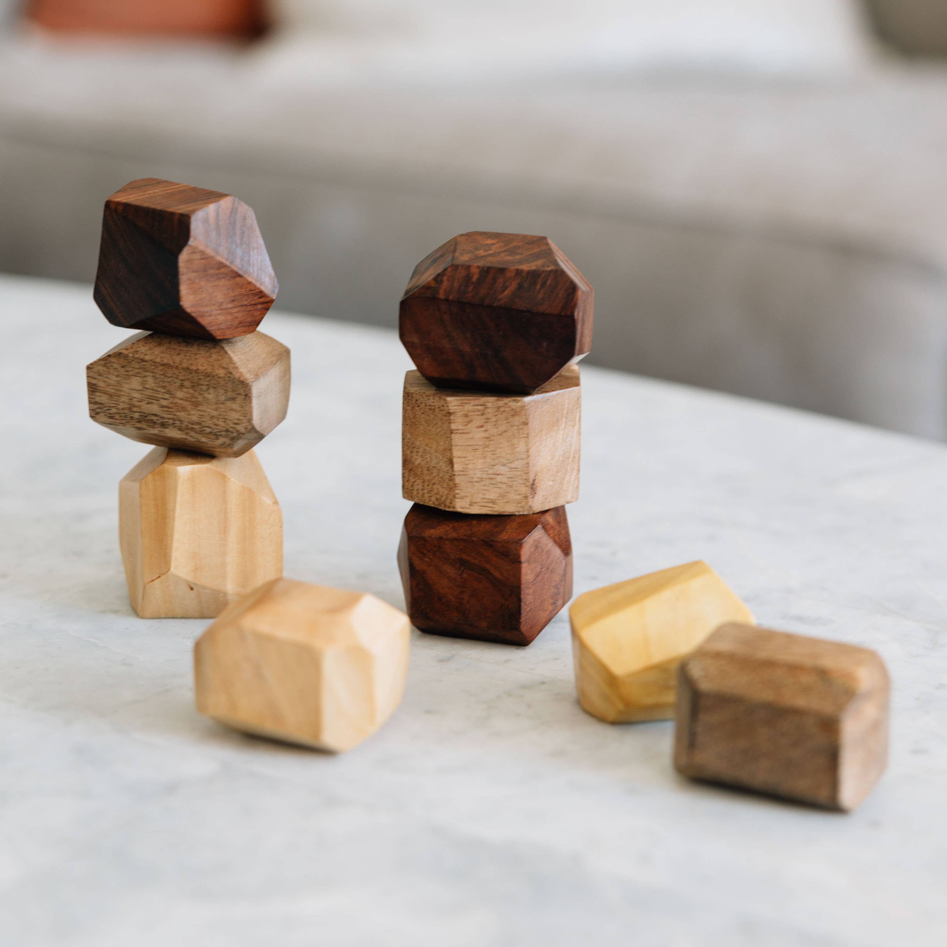 Ten Thousand Villages - Wholesale Stacking Game - Upcycled Wood Stacking Stones - Set of 9 *2