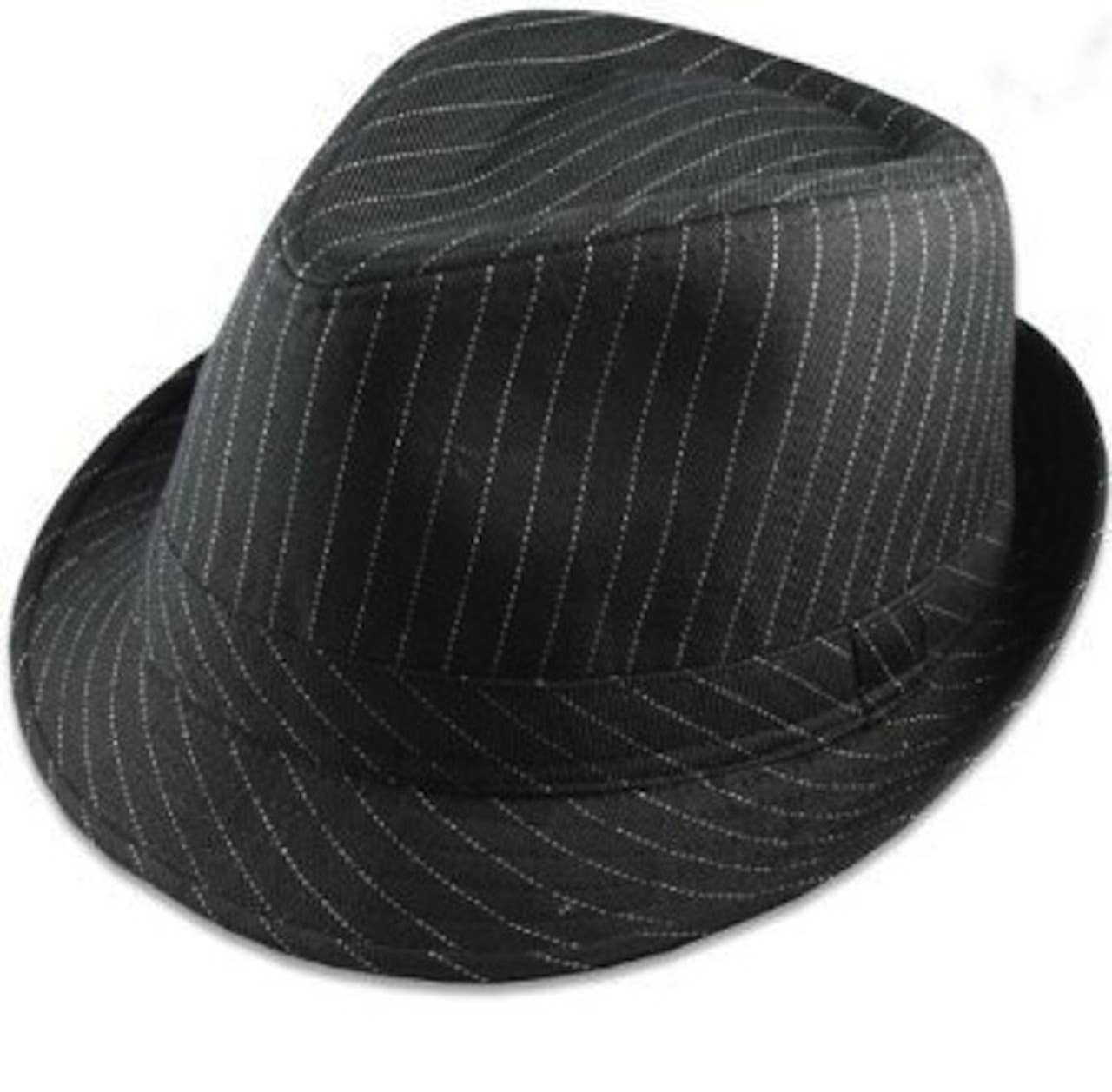 Private Island Party - Wholesale Fedora - Unisex - 12 PACK Pinstripe Gangster Fedora Hats Black Adult1