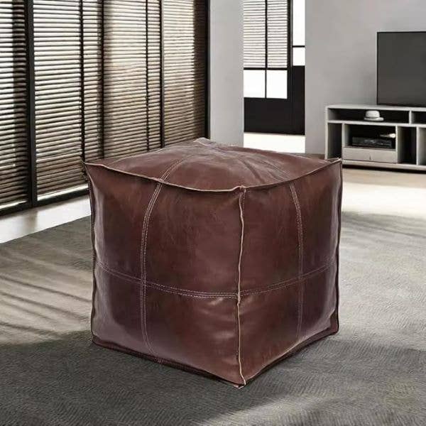 Leatherooze – Großhandel Pouf – 18 Zoll ungefüllter Pouf Ottoman aus Kunstleder Pouffe0