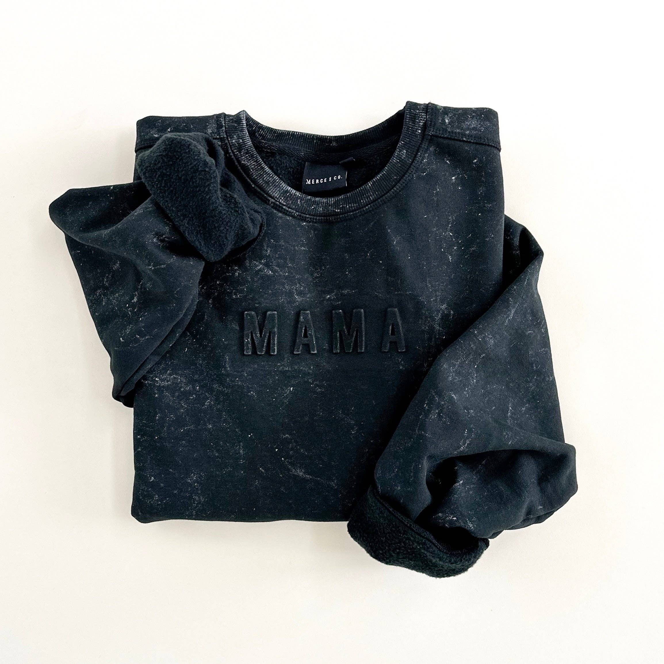 Mama Signature Crewneck - Acid Wash Black for wholesale on Faire