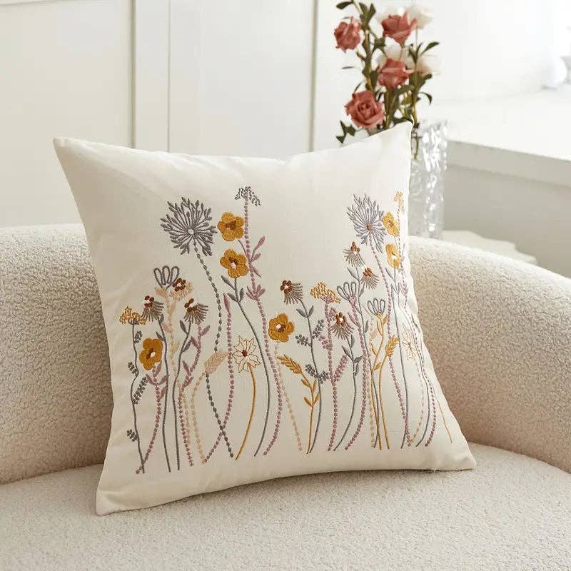 Huis Van Merken - Wholesale Throw Pillow Cover - Embroidered Floral Pillow Cover - Woven Polyester Home Decor2