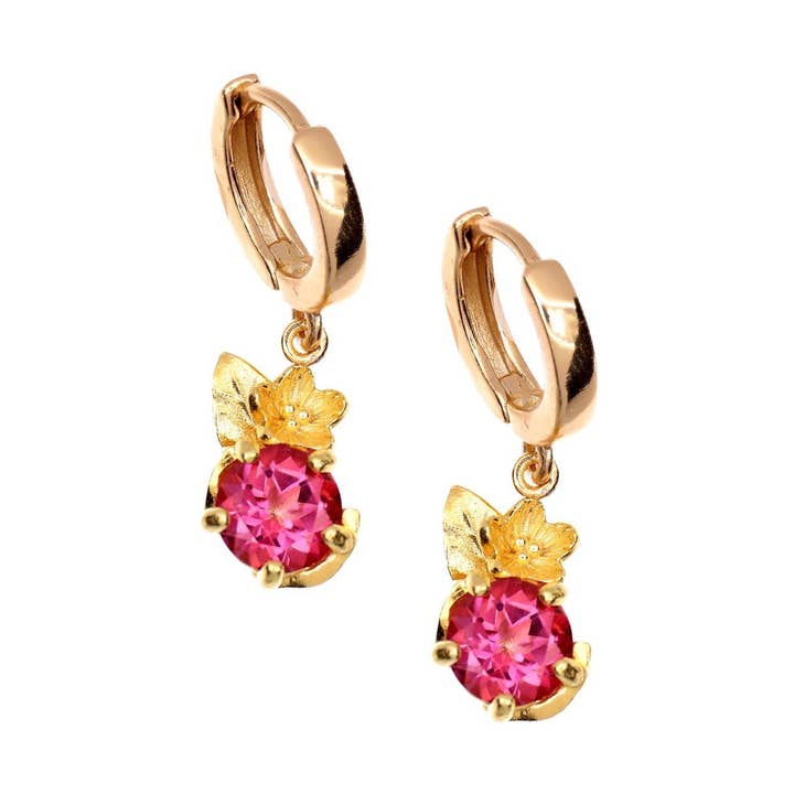 Boucles d'oreilles à clip avec Topaze Rose 1ct | Viva la Vida pour la vente par ISHWARA JEWELS