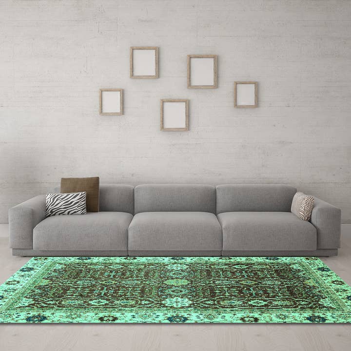 Machine Washable Abstract Turquoise Modern Area Rugs for wholesale by Ahgly