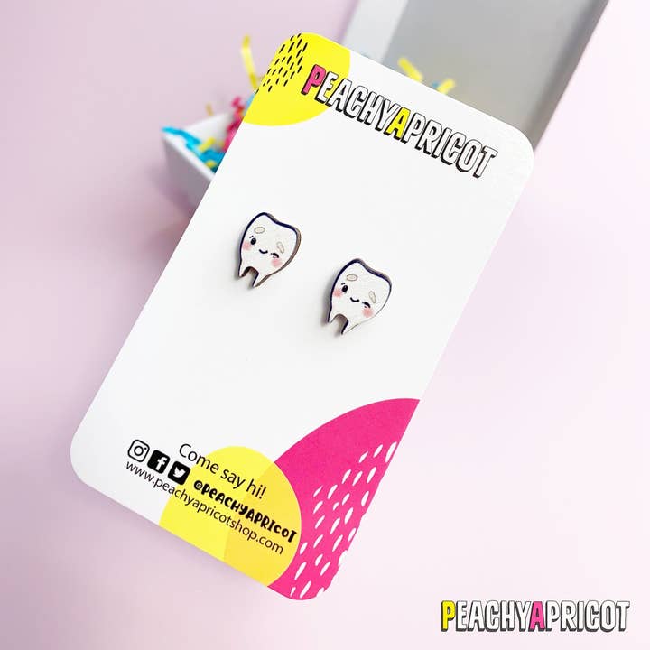 Cute Tooth Earrings for wholesale by PeachyApricot