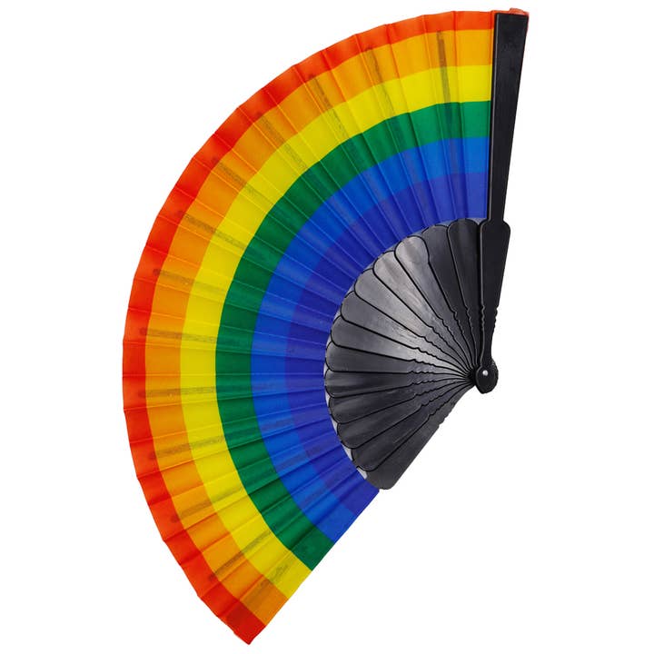 Cap Zone - Wholesale Handheld Folding Fan - Rainbow Pride Traditional Novelty Hand Held Fan