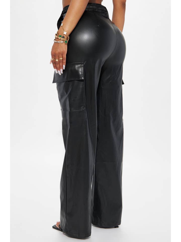 5besties inc - Wholesale Pants - Women's - FUAX LEATHER CARGO PANTS