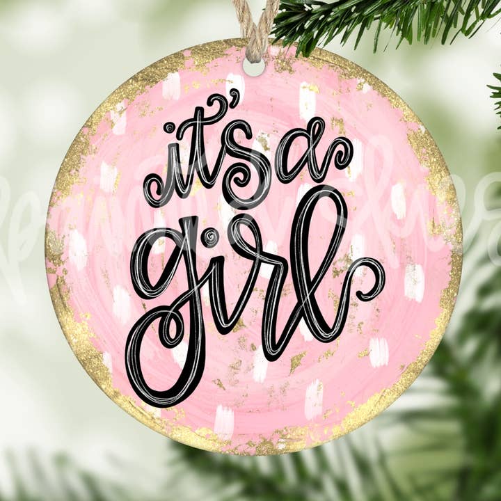 Décoration de Noël « It's A Girl Gender Annonce » pour la vente par Painted Skies