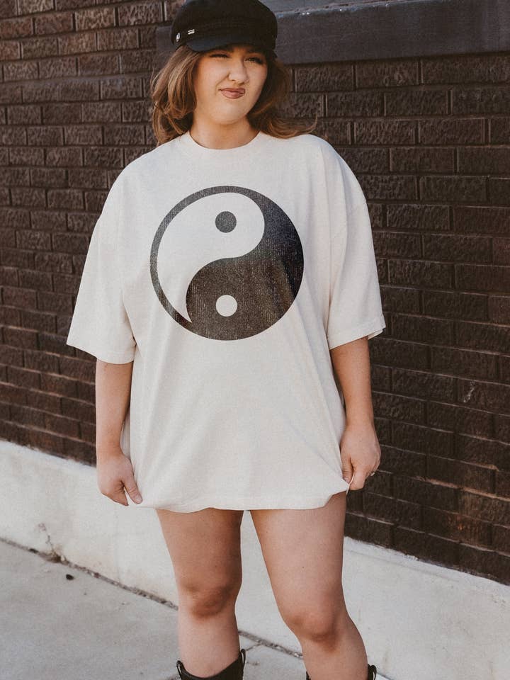 Yin Yang Boho Graphic Tee - Ivory for wholesale by WE THE BABES
