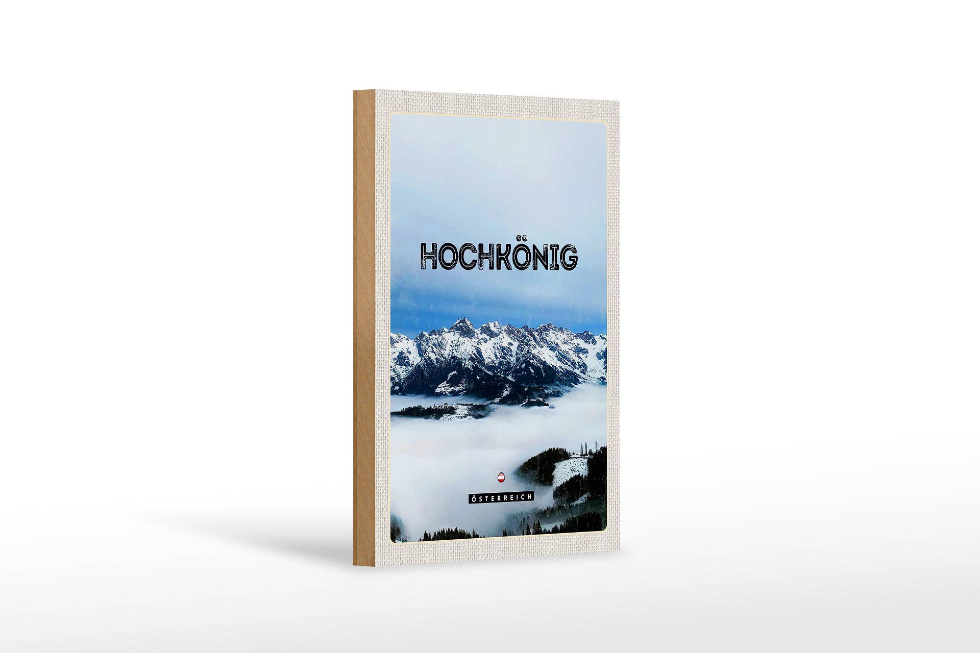 Femer - Wholesale Sign - Travel wooden sign 12x18cm View of Hochkönig Mountains Winter0