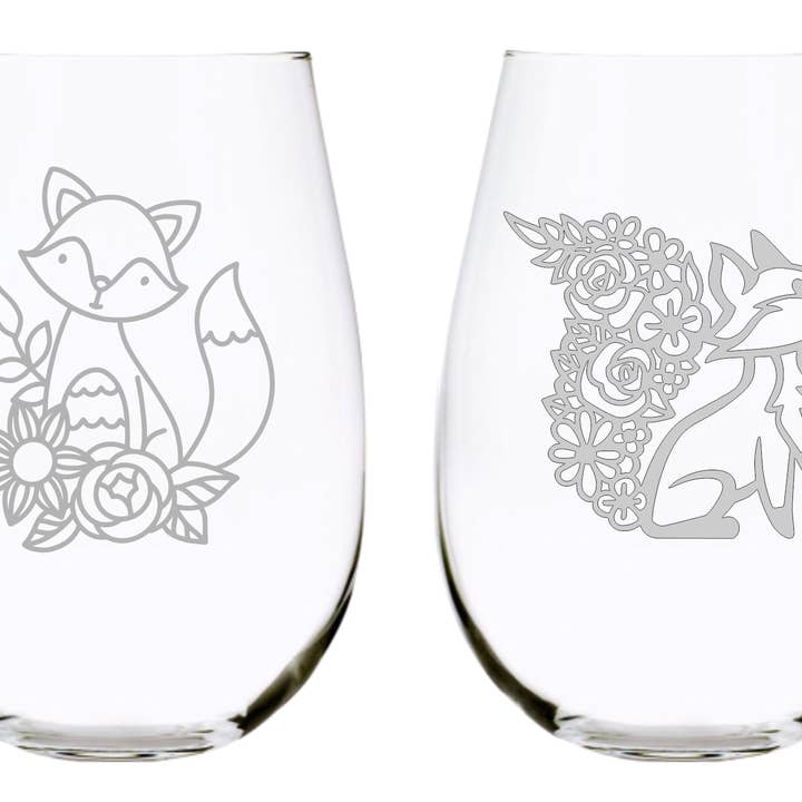 Set de 4 verres à vin Fox Stemlesss pour la vente par C&M Personal Gifts