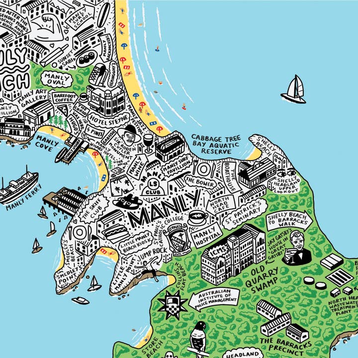 Evermade - Wholesale Art print - Hand Drawn Map of Sydney Art Print6