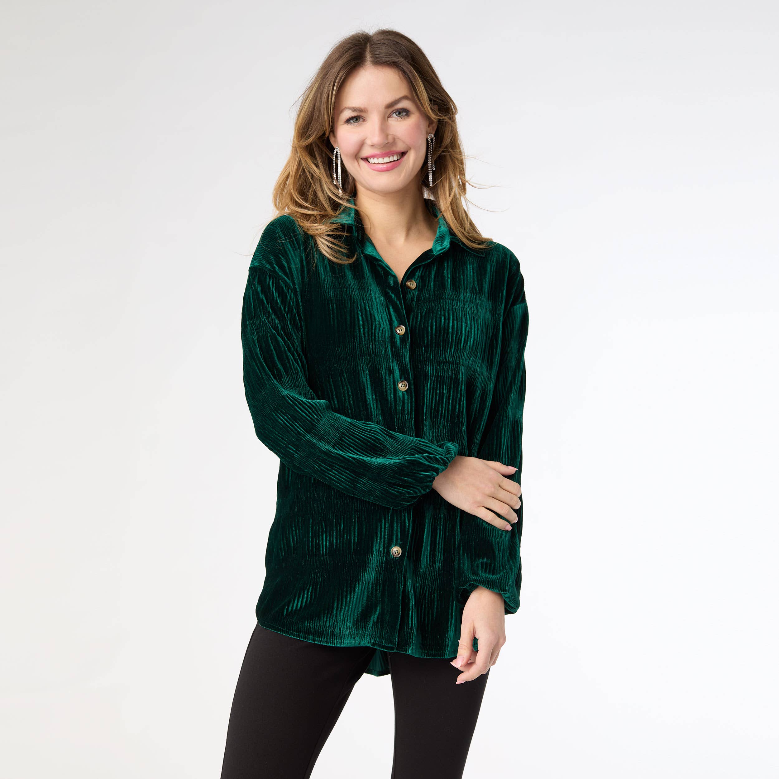 COCO + CARMEN - Wholesale Shirt - Women's - Candus Pleated Velour Top0