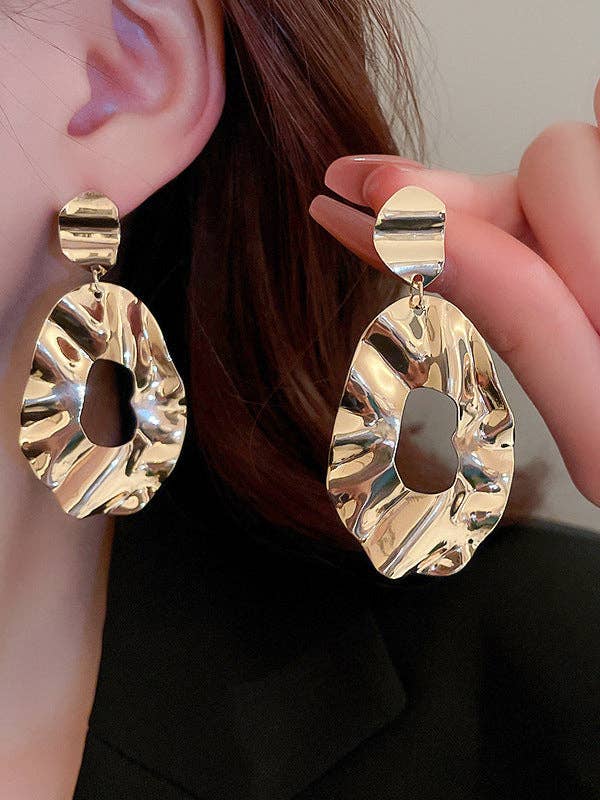 Geometric Hollow Solid Color Drop Earrings for wholesale by VividLux