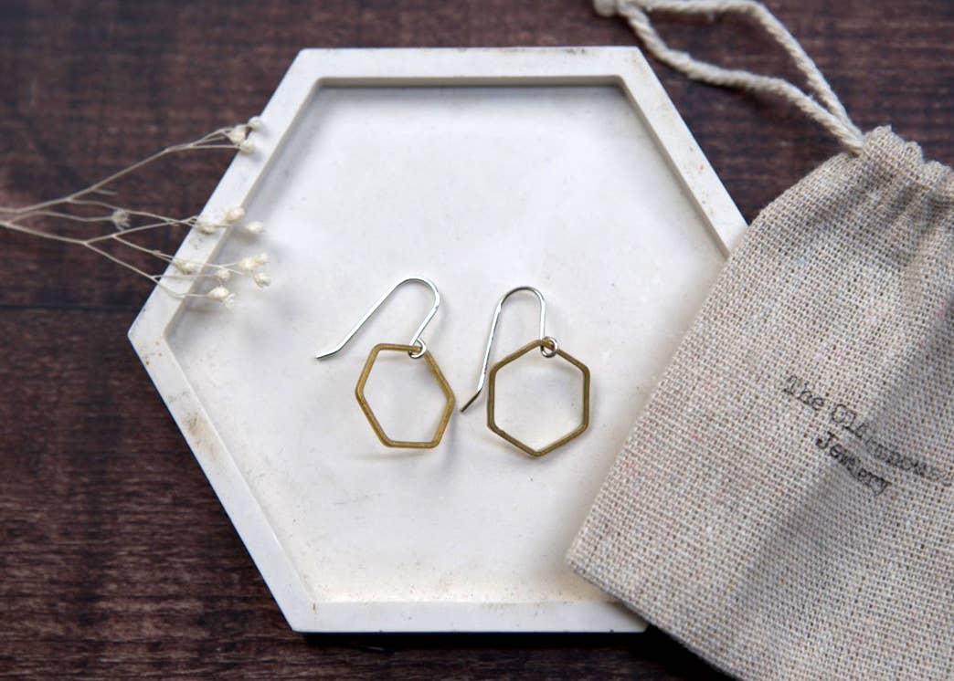 The Old Farmhouse Jewellery – wholesale Dangle earrings – Small Brass Earrings, sterling silver, brass charm, dainty1