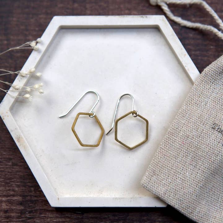 The Old Farmhouse Jewellery – wholesale Dangle earrings – Small Brass Earrings, sterling silver, brass charm, dainty1