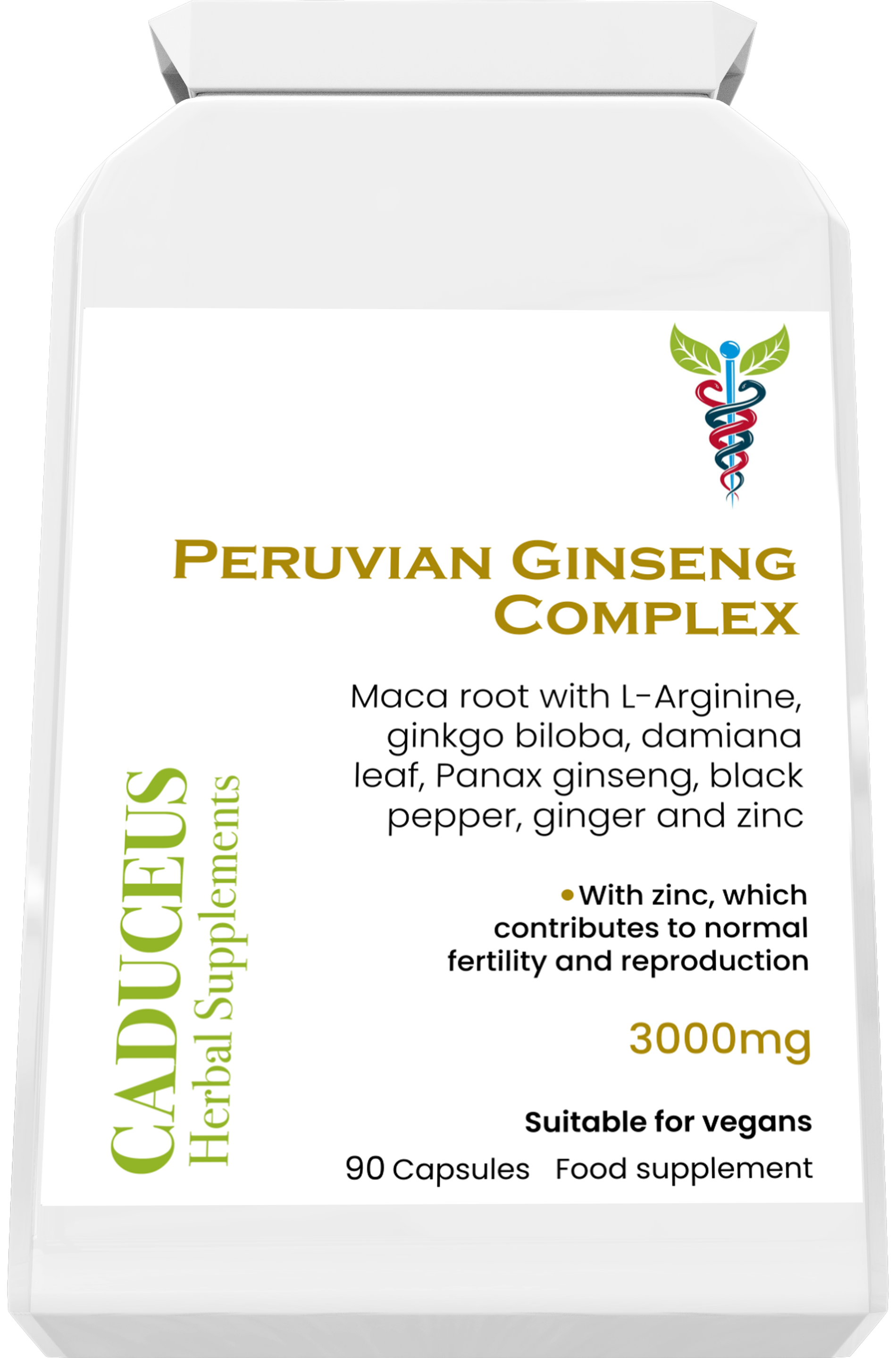 CADUCEUS kruidenapotheek - Vente Supplément oral/vitamine - Complexe de Ginseng Péruvien 90 capsules0