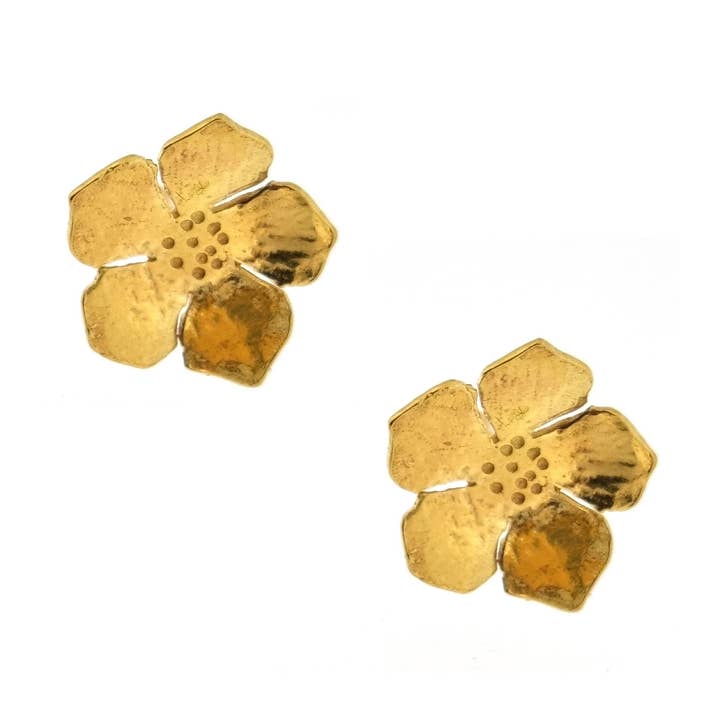 Pendientes con forma de flor en flor de vermeil en oro amarillo para venta al por mayor de Mijoux Creations