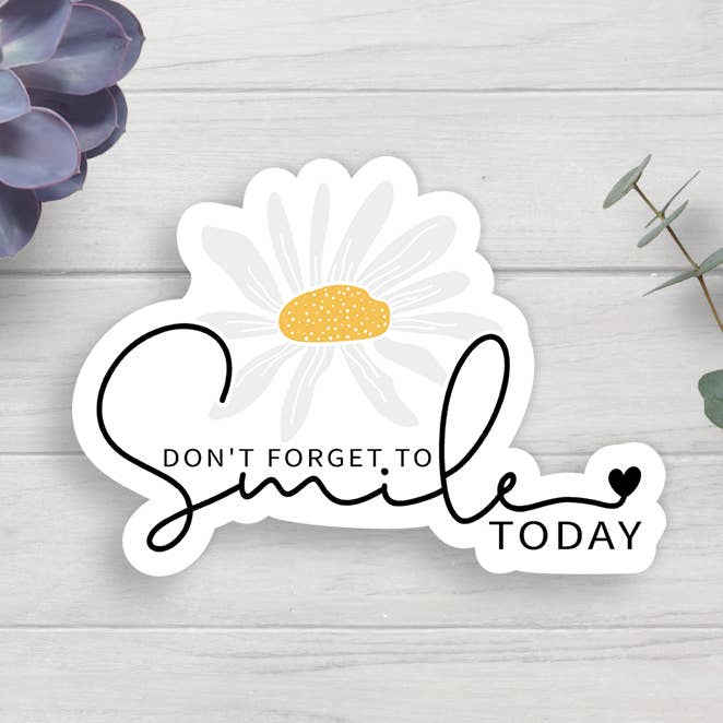 Smile Today Vinyl Sticker for wholesale by Expression Design Co