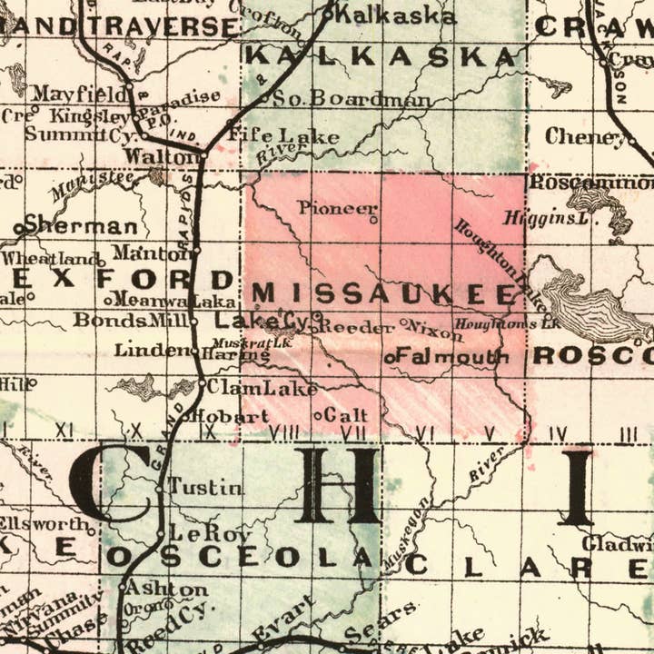 Ted's Vintage Art - Wholesale Map - Vintage Map of Michigan 18783