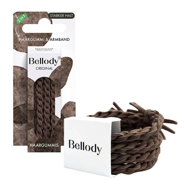 Hair scrunchies brown - Bellody® (4 pieces - mocha brown) for wholesale by Bellody GmbH