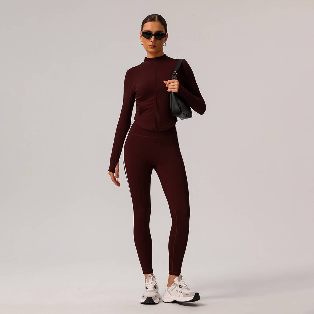 Sodalemon - Wholesale Activewear Set - Women's - Women Zipper Jacket Yoga Leggings Contrast Color 2 Pcs Set2