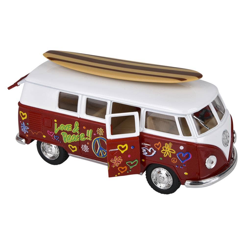 The Toy Network - Wholesale Toy Car/Truck - Kids - 5" Diecast Pull Back 1962 VW Bus/Surfboard  12/Disp3