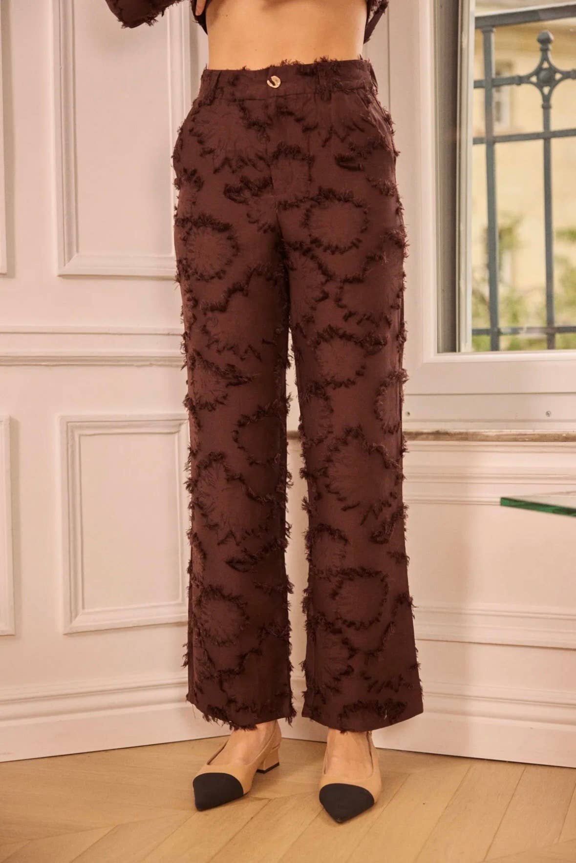 Frime - Wholesale Pants - Women's - Textured straight-cut trousers - 56881