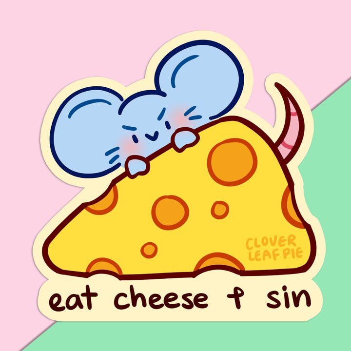 Eat Cheese and Sin Vinyl Sticker for wholesale by Cloverleafpie