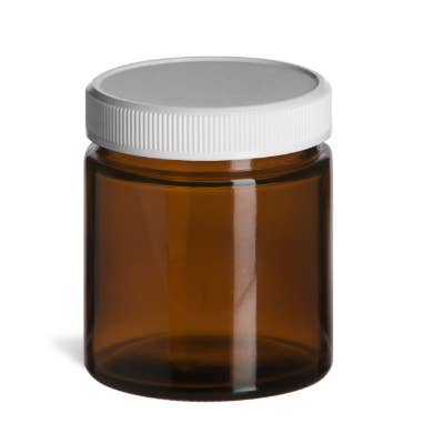 4 oz Amber Glass Jar + Lid for wholesale by The Farmacy