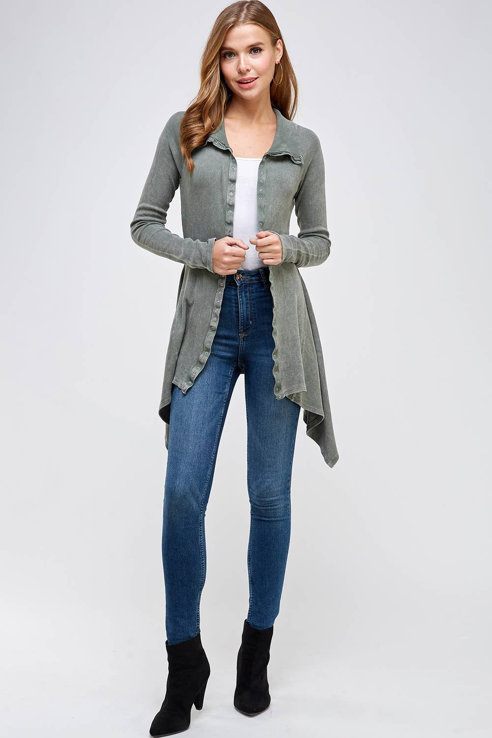 Urban X Apparel – Blusão - Mulher por atacado – Jaqueta térmica de botão lavado Urban X L/S com gola27