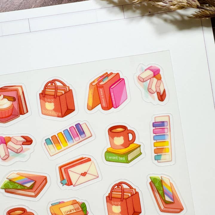 Meowashi Studio – wholesale Klistermärke – Höstbokhandel Klart klistermärke2