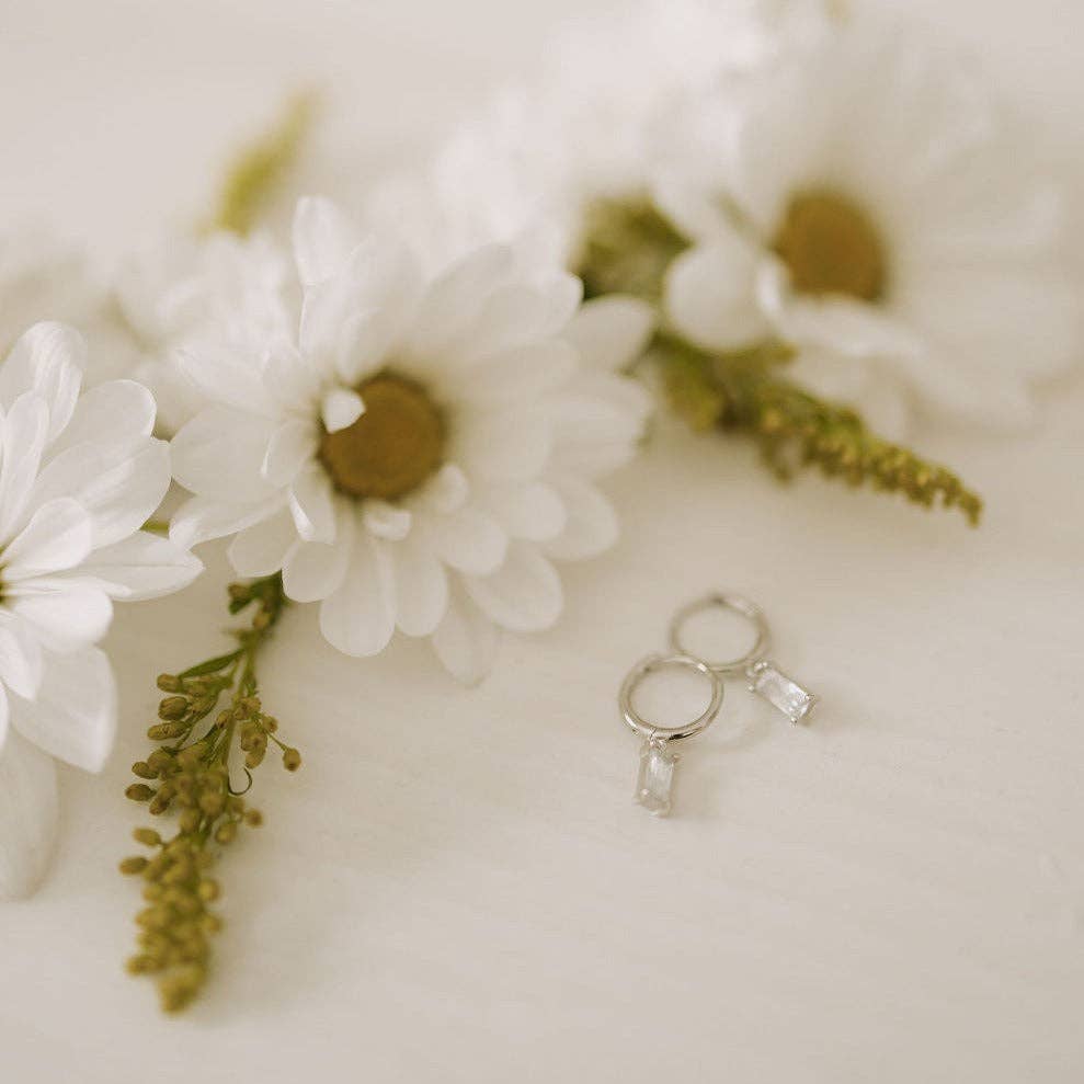 Mauve Jewelry Co. - Wholesale Huggie Earrings - Sophie Baguette Diamond Dangle Hoops2