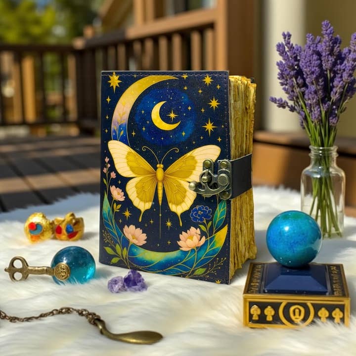 Leatherooze - Vendita all'ingrosso Diari/agende - Libro delle Ombre in Pelle di Falena Luna – Grimorio di Stregoneria5