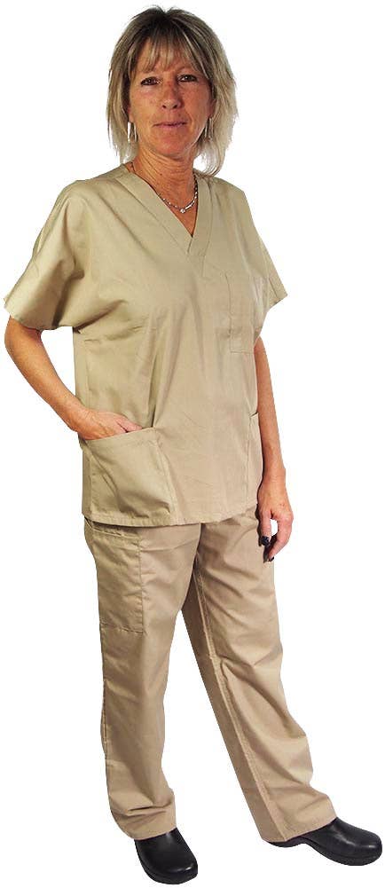 Eastern Off Price - Wholesale Healthcare Uniform - Women's - Natural Workwear Uniform Scrub Set 38755 Taupe2