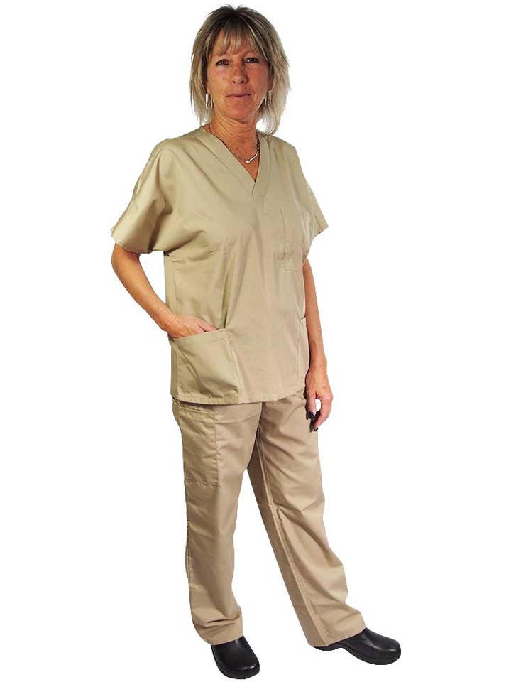 Eastern Off Price - Wholesale Healthcare Uniform - Women's - Natural Workwear Uniform Scrub Set 38755 Taupe2