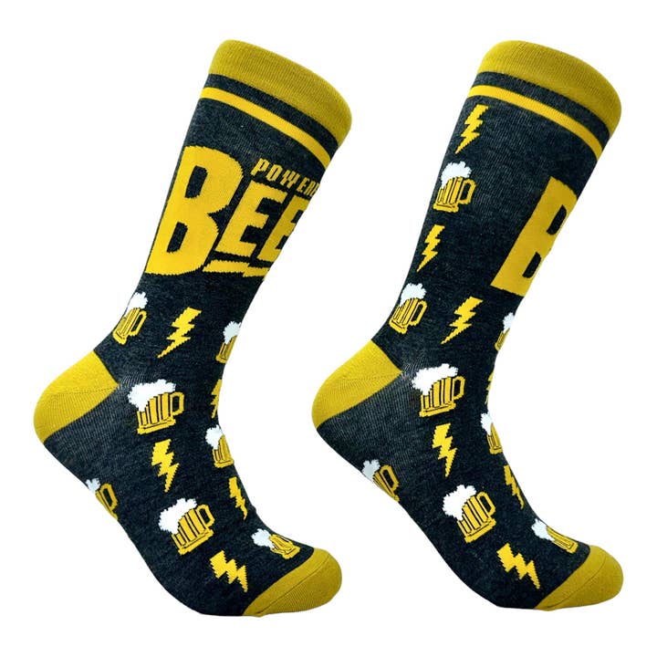 Men's Powered By Beer Socks Beer Graphic Socks Funny for wholesale by Crazy Dog T-Shirts