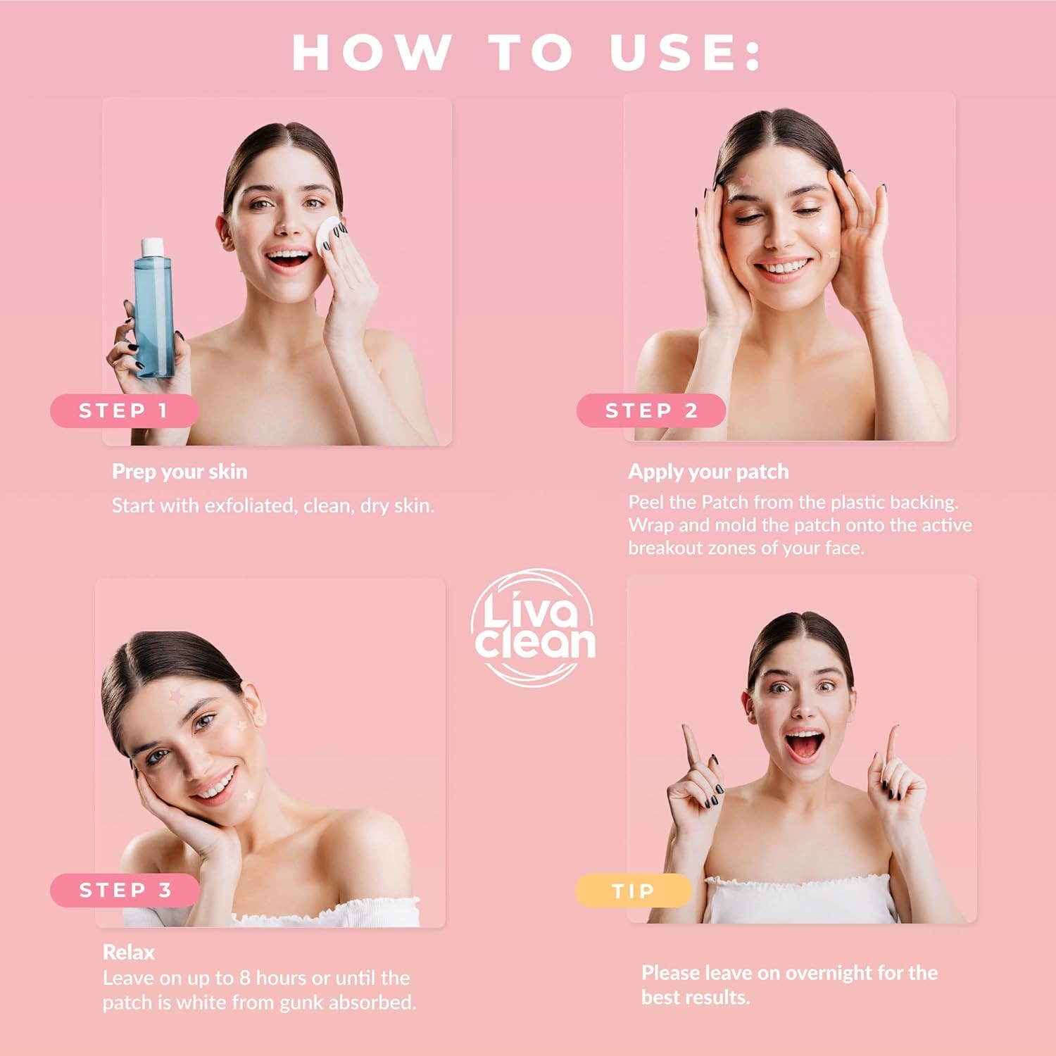 Livaclean - Wholesale Acne/Hydrocolloid Patch - 240 CT Pink & Clear Superstar Pimple Patches Hydrocolloid Patch Spot Treatment with Salicylic Acid & Tea Tree Oil2