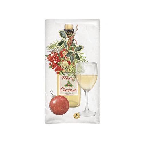 Mary Lake-Thompson Ltd. - Wholesale Tea Towel - Holly White Wine Bagged Towel