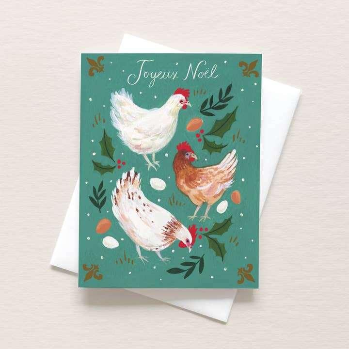 Three French Hens Card for wholesale by Emilie Simpson Art & Design