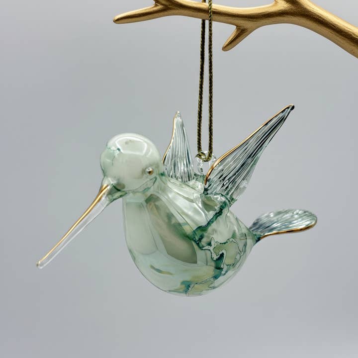 Blown Glass Ornament - Hummingbird Green for wholesale by Dandarah (Ships from USA)