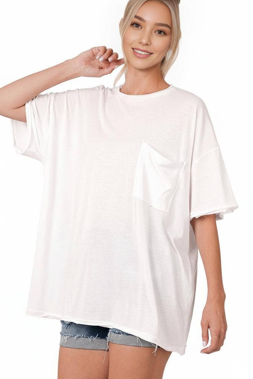 42POPS - Wholesale Tunic - Women's - ",,..Oversized Front Pocket Raw Edge Boyfriend Tee8