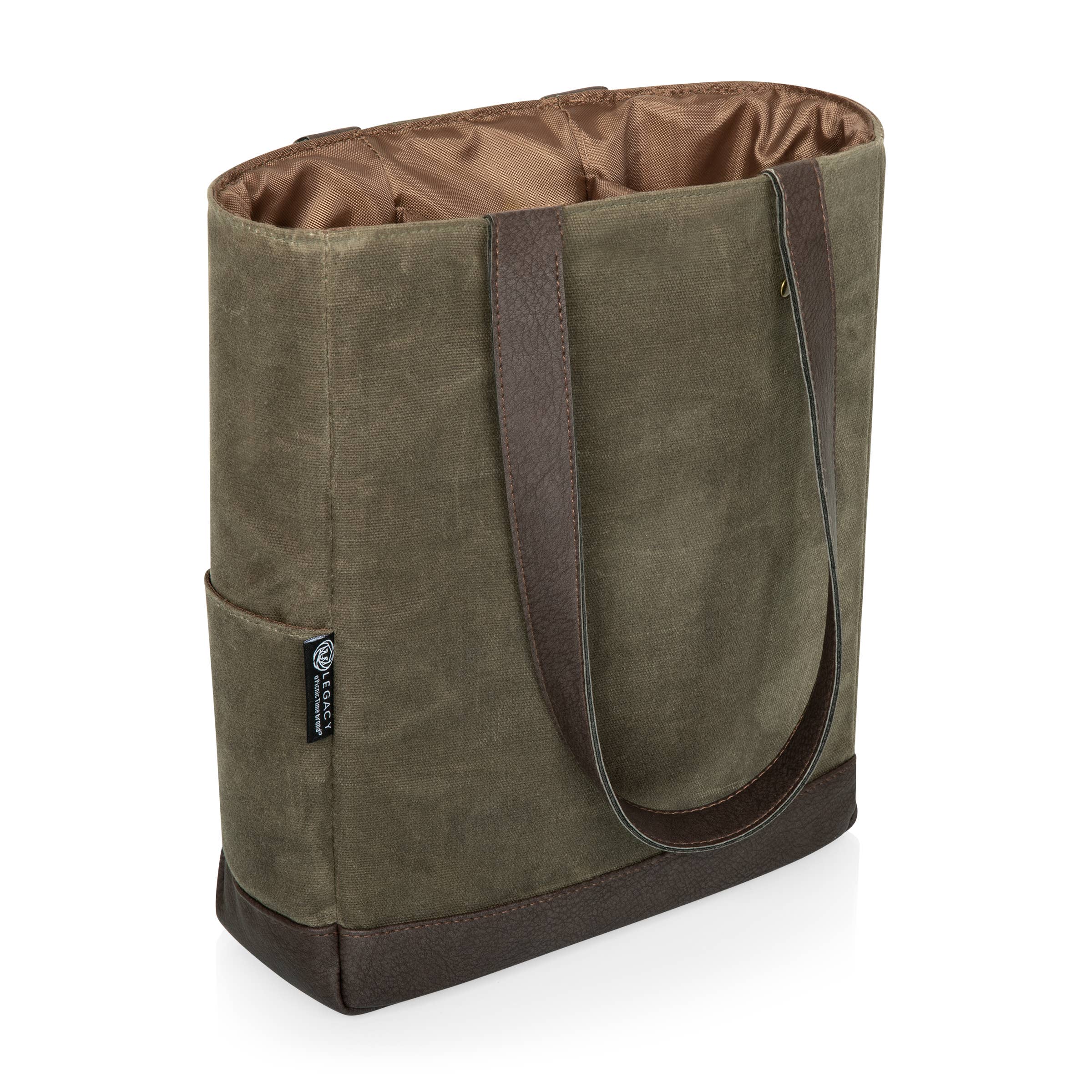 Khaki Green with Beige Accents 3 Bottle Insulated Wine Cooler Bag for wholesale on Faire7