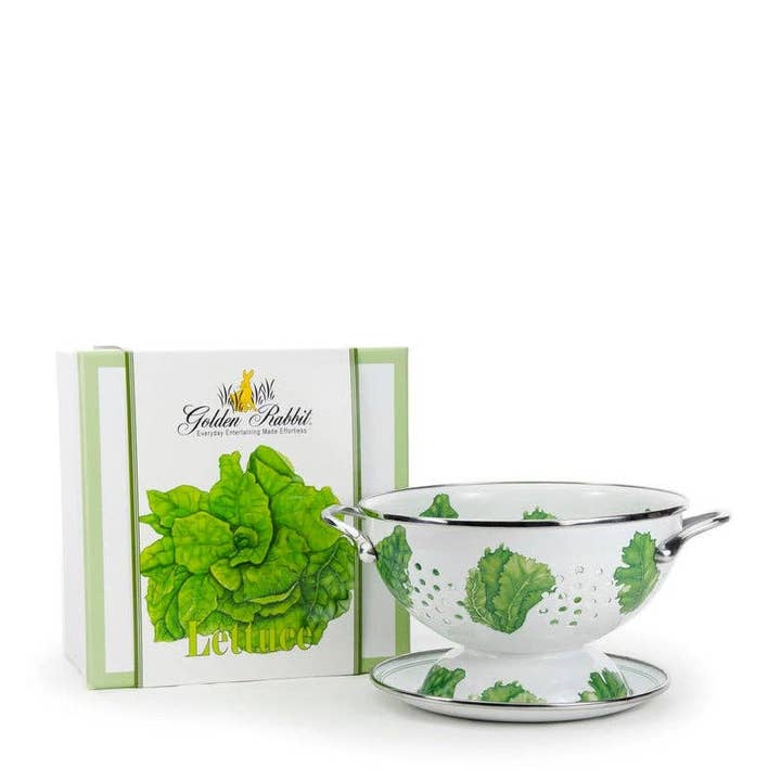 Ensemble de passoires en émail "Golden Rabbit" laitue pour la vente par Crow Canyon Home