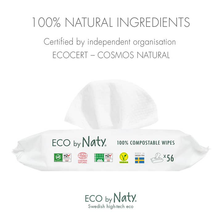 Eco by Naty - Vente Lingettes visage et corps – bébé - Lingettes bébé non parfumées, 56 pcs3