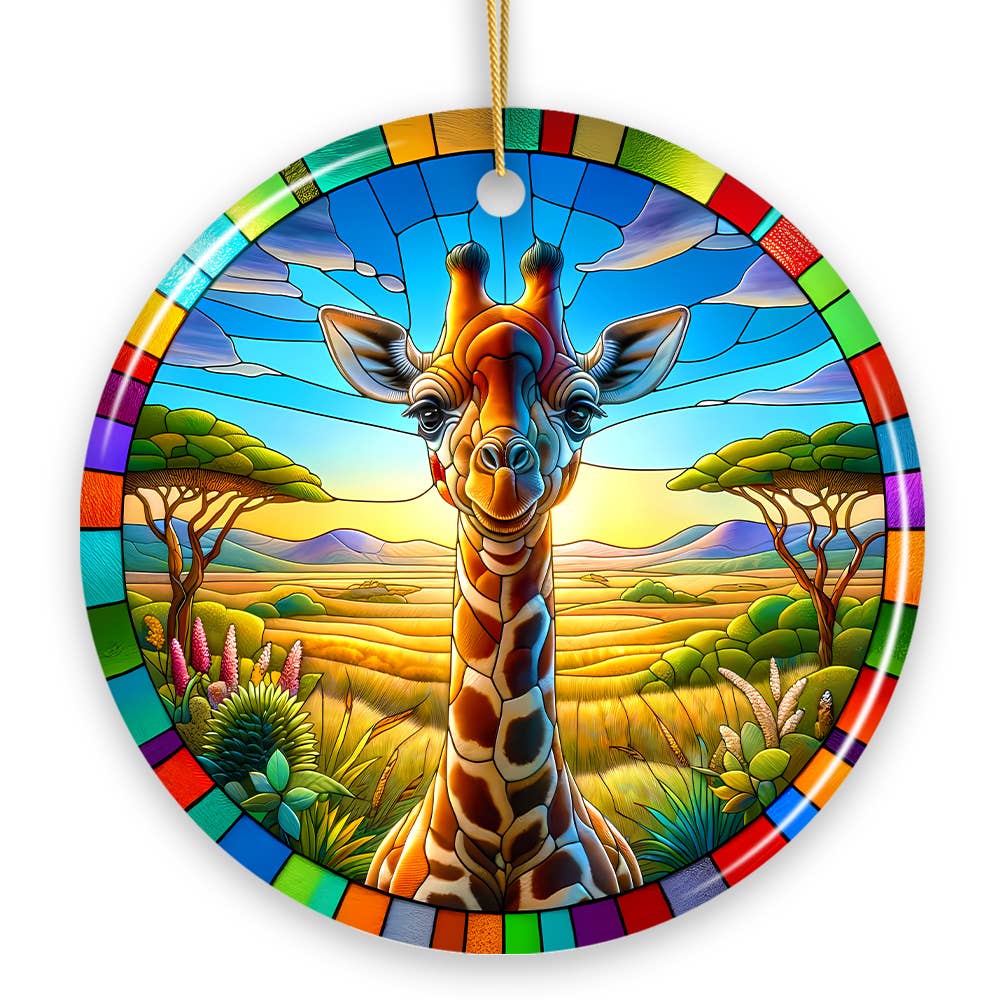 OrnamentallyYou - Wholesale Ornament - Giraffe Grace Stained Glass Style Ceramic Ornament5